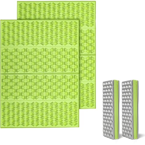 FOCHIER F Stadium Seat Pad, Foam Sitting Pad Mat, Diamond Foldable Camping Seat Cushion for Bleachers, Outdoor Hiking, Backpacking, Picnic, Fishing, Concert,Mountaineering - color: Green 2PC