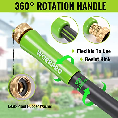 WORKPRO Garden Hose 5/8" x 50FT, Heavy Duty - size: 50ft, style: 360° Rotary Handle