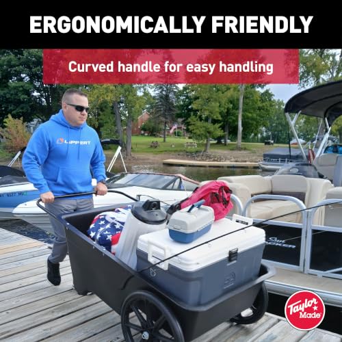 Taylor Made Dock Pro Dock Cart, 65 x 32 x 23-Inch, Ergonomic, Curved Handle, Marine Plastic Rim Wheels, 12 Cubic Feet, 350 lbs. Capacity, Hand Wheelbarrow for Garden, Landscape, Yard, Cargo - 1060