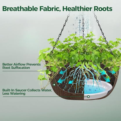 T4U Hanging Planter for Plants Outdoor 12 Inch, Fabric Pots 4 Pack - size: 12 Inch, 4-Pack