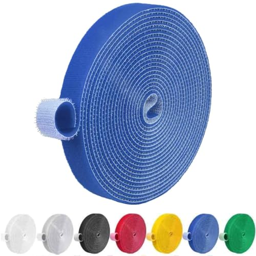 IFNOW 32FT Reusable Fastening Tape Cable Ties Double-Sided Hook-and-Loop Cable Management Tape Strength and Durability 0.4''/Width (1, Blue) - color: Blue