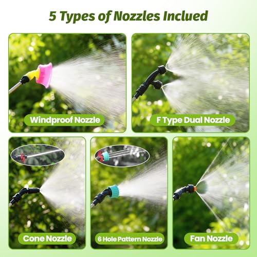 Battery Powered Backpack Sprayer 3.2Gallon, Electric Sprayer with 3-Adjustable Sprayings, Battery Indicator, 5 Nozzles, 41" Retractable Wand, Rechargeable Garden Sprayer for Weed, Lawn&Yard - size: 3.2 Gallon