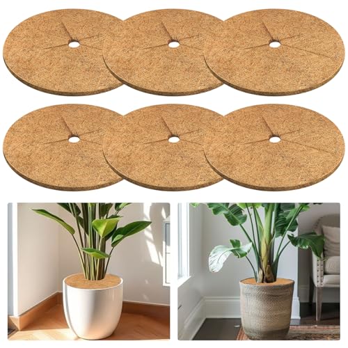 Legigo 6 Pack Coconut Fiber Mulch Ring Tree Plant Protector Mat, 18 Inch - color: 6 Pack, size: 18 Inch