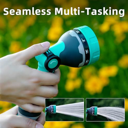 Garden Hose Nozzle, Hose Sprayer Nozzle with 10 Patterns & Thumb Control - color: Green