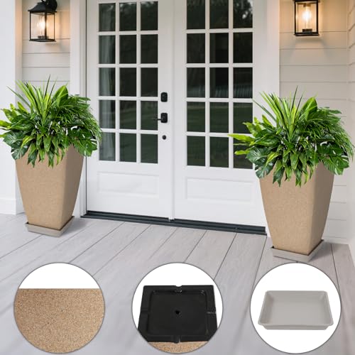 Neoaider Set of 2 Tall Planter, 21 inch Large Plastic Planter, Marble - color: Marble