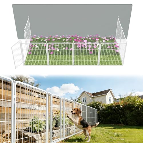 FXW No Dig Garden Fence, Outdoor for Yard, 32in(H) x 18.2ft(L), 8 Panels - color: White, size: 32"H