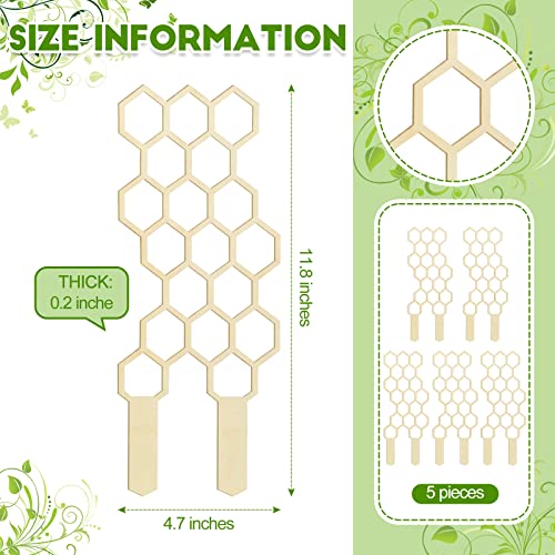 Nuenen 5 Pack Indoor Plant Trellis for Climbing Plants 11.8 Inches Small Garden Wooden Trellis for Potted Plants Honeycomb Shape Trellis Starter Holder for Outdoor Flower Plant Support Accessories