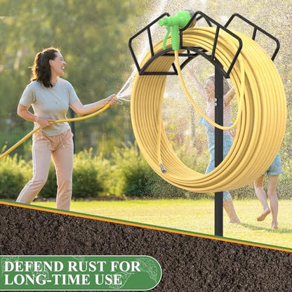 Qatsrin Heavy Duty Garden Hose Holder, Water Hose Storage Holds 150ft Black - color: Black