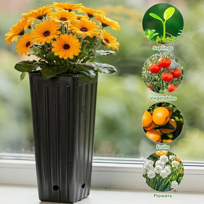50PCS Tree Pots - 9.8" H x 4.7" W Tall Nursery Pots for Plants Indoor or Outdoor Gardening, Tall Planters with Drainage Holes - size: 9.8" H x 4.7" W