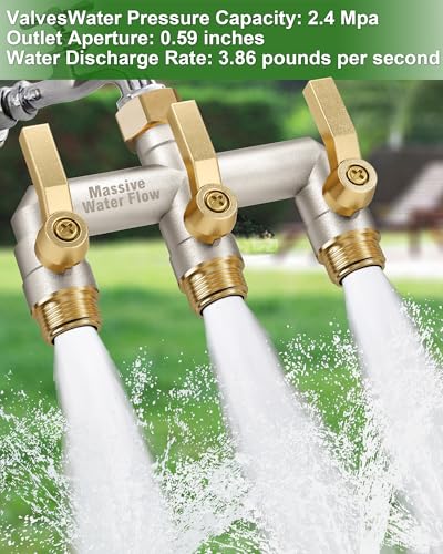 Garden Hose Splitter, 3 Way Hose Splitter Heavy Duty Full Flow Solid Brass Nickel Plated Spigot Splitter Valve with Metal Handle, Outdoor Faucet Splitter, 3/4 - Inch Frost Resistant Hose Adapter - style: Nickel Plated 3 way