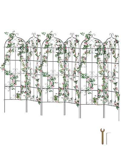 VEVOR Garden Trellis for Climbing Plants, 71 x 20 in, 6 Packs Rustproof Metal Garden Flower Trellis, Outdoor Climbing Rose Trellis Cucumbers Support, Decorative Clematis Trellis for Courtyards Lawns - size: 71''Hx 20''W, style: 6Packs