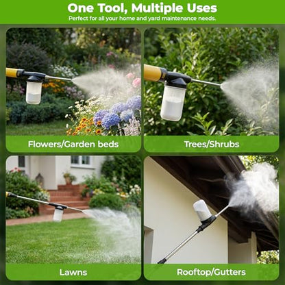 Adjustable Powder Duster with 4 FT Extension Pole, Manual Pump Sprayer for Diatomaceous Earth and Fine Garden Powder, Handheld Dispenser Tool for Home and Yard Maintenance (Yellow) - color: Yellow