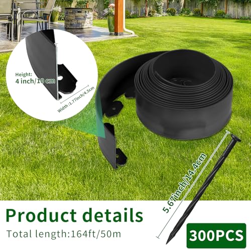 AggFencer Landscape Edging 4in Garden Edging Borders No Dig 164ft - color: Black, size: 4in x 164ft