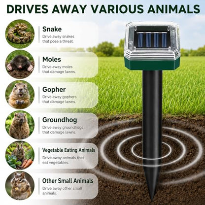 Tirgo Mole Repellent Solar Powered Ultrasonic Snake Repeller for Yard 4 Pcs