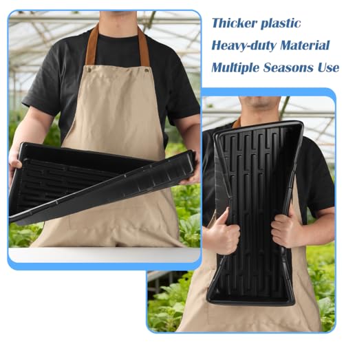 50-Pack Heavy-Duty 1020 Seed Trays No Holes, Thick Plastic Plant Flats - color: Black, size: 50-Pack No-Hole 1020 Trays