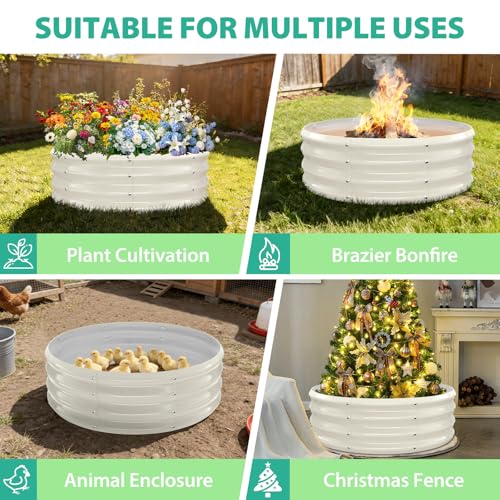 12 Inch Tall 36 Inch Diameter Round White Raised Garden Bed Kits Outdoor - color: Cream White, size: 36 Dia X 12 inches