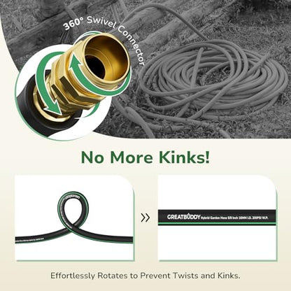 GreatBuddy Garden Hose 10ft, 5/8" Heavy Duty Water Hose - size: 10ft