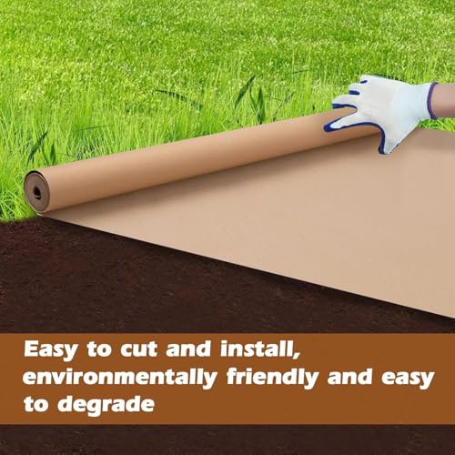 4 x 300 Ft Heavy Duty Biodegradable Kraft Paper Weed Barrier - color: 4 x 300ft