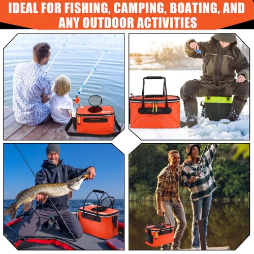 2 Pcs Fishing Bucket and Live Bait Aerator - color: Orange