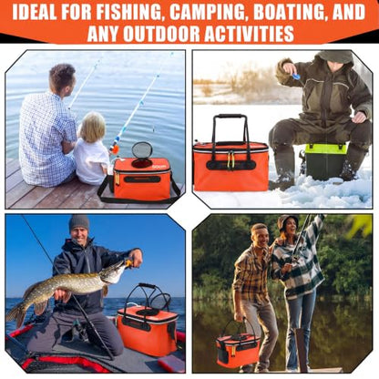 2 Pcs Fishing Bucket and Live Bait Aerator - color: Orange