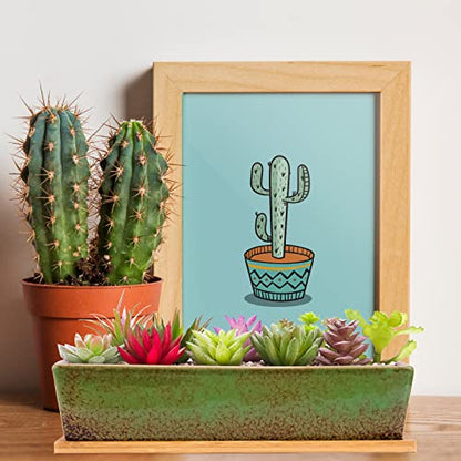 Succulent Pots, 12'' Large Long Rectangle Succulent Planter Pots with Drain - color: Green