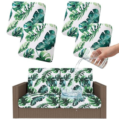 Smiry Waterproof Patio Cushion Covers, Stretch Outdoor Furniture Covers - color: Green, size: 4PCS