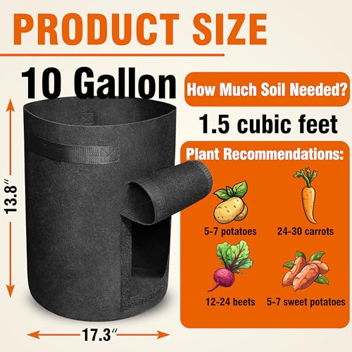 Gardzen 6 Pack BPA-Free 10 Gallon Vegetable Grow Bags