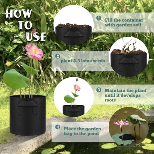 6 Pcs Lily Plant Pots for Pond, 1 Gallon Aquatic Pond Planter, Breathe Reusable Grow Bags with Handles for Aquatic Plants, Water Lily, Lotus, Potato,Onion,Flowers - size: 1 Gallon