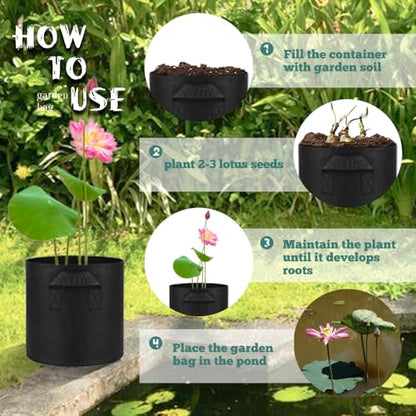 6 Pcs Lily Plant Pots for Pond, 2 Gallons Aquatic Pond Planter, Breathe Reusable Grow Bags with Handles for Aquatic Plants, Water Lily, Lotus, Potato,Onion,Flowers - size: 2 Gallon