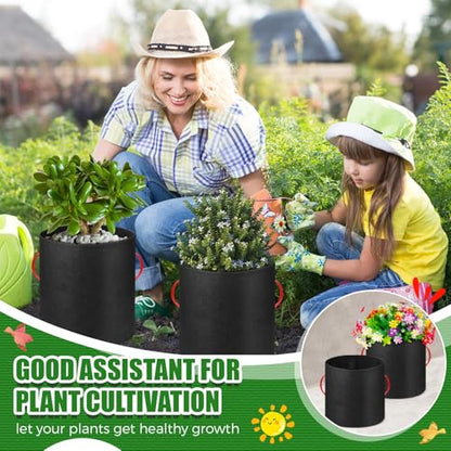 Nuenen 8 Pack 75 Gallon Plant Grow Bags Bulk Breathable Nonwoven Fabric Pot with Handles Heavy Duty Nursery Vegetable Pots with Gloves for Garden Vegetables Potato Plants Flower Growing Planting