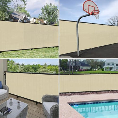 WINDSCREEN4LESS 6' x 1' Privacy Fence Screen in Beige Tan W/ Brass Grommet 85% Blockage Windscreen Outdoor Mesh Fencing Cover Netting 150GSM Fabric - Custom Size - color: Beige, size: 6' x 1'