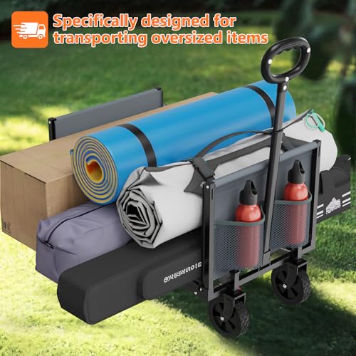 Yozoia 3 in 1 Wagons Carts Foldable,360LBS Beach Cart with Sturdy Wheels - color: Gray, size: 120L