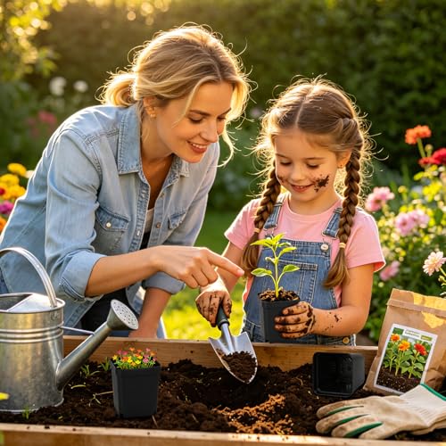 240 Pcs 3" Black Square Nursery Pots, Seed Starter with Drainage Holes - color: Black
