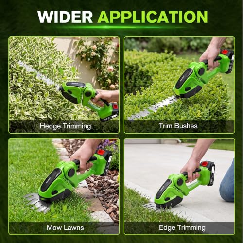 Cordless Hedge Trimmer, Battery Powered Hedge Trimmer with 2*21V Batteries