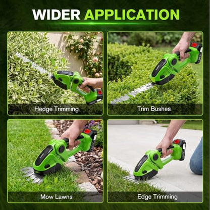 Cordless Hedge Trimmer, Battery Powered Hedge Trimmer with 2*21V Batteries