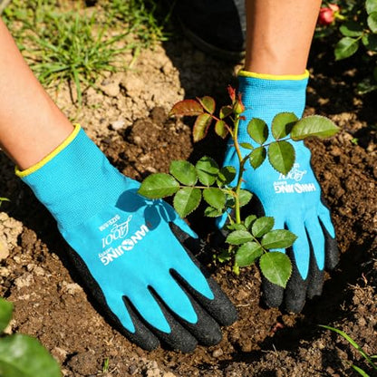 Breathable Nitrile Gardening Gloves 2 Pairs for Women, Anti-Slip Stretchy for Weeding Planting Chores DIY, Blue S/M/L - size: Large (Pack of 2)