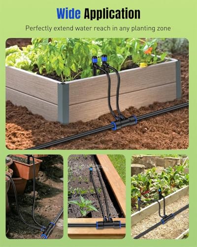 Pawfly 12 Pcs Quick Connect 1/2" to 1/4" Drip Irrigation Fittings for 1/2" Tubing (0.62-0.63" OD), Push-to-Fit 4-Way Reducing Tees Reducer Tee Connectors, Anti-Leak Drip Irrigation Tee Fittings - size: 12 Pcs 4-Way Reducing Tees Reducer Tee Connectors