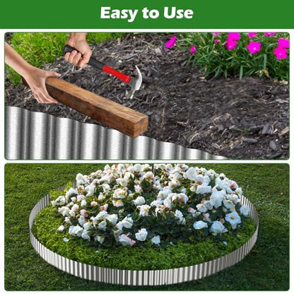 100ft Landscape Edging, 3in Tall Corrugated Metal Garden Border