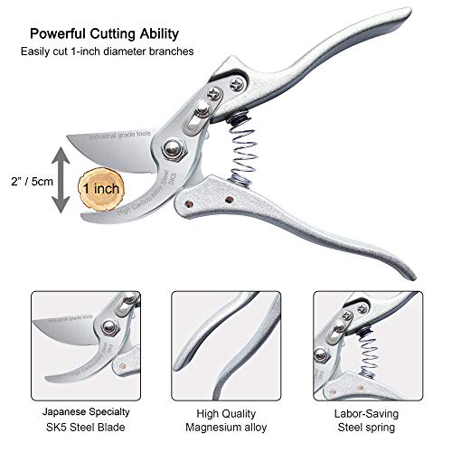 TONMA 8.1" Pruning Shears, Made in Japan, Garden Scissors & Clippers, TP-1 - size: 8.1 inches