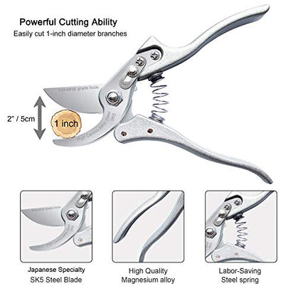 TONMA 8.1" Pruning Shears, Made in Japan, Garden Scissors & Clippers, TP-1 - size: 8.1 inches