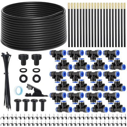 80FT Drip Irrigation Kit, 8mm Hose with 20 Brass 360° Adjustable Nozzles, Quick Connectors Automatic Garden Watering System– Complete Garden Irrigation System for Lawn, Greenhouse, Patio, Yard - size: 80FT+20 Nozzles