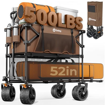 Sekey 400L Double-Decker Wagon, 500 lb Capacity, 50 in Extender - color: Khaki