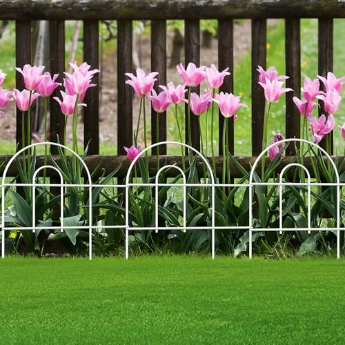 Decorative White Garden Fence Border 18inX50ft Flower Bed Garden Fencing - color: White, size: White-18″x50′