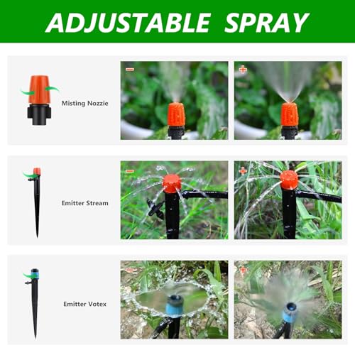 256FT Automatic Drip Irrigation System Kit,Automatic Garden Watering Misting System for Greenhouse, Yard, Plant ，Lawn with 1/2 inch Hose 1/4 inch Distribution Tubing and Accessories - style: 256FT Drip Irrigation System Kit