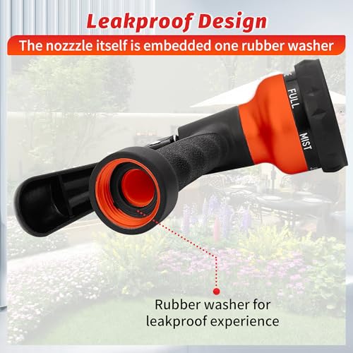 AUTOMAN-Garden-Hose-Nozzle, 2 Pack ABS Water Spray Nozzle with Heavy Duty 7 Adjustable Watering Patterns,Slip Resistant for Watering Plants,Lawn& Garden,Washing Cars,Cleaning, Orange - color: Orange