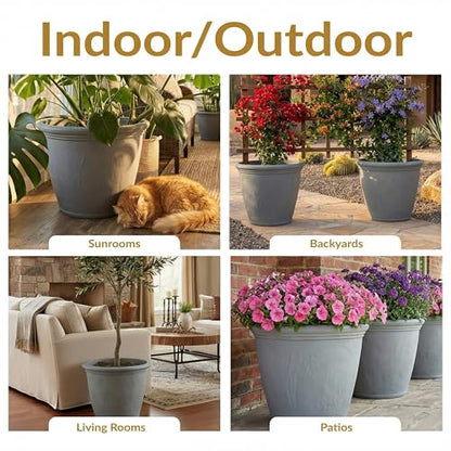 Sunnydaze Anjelica 20'' Large Plastic Planter Pot for Plants, Gray - color: Light Gray, size: 20 in