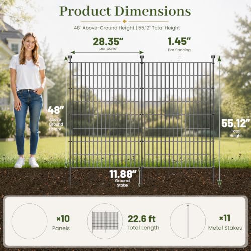 No Dig Garden Fence Outdoor for Yard, 48in (H) x 23.6ft(L) - size: 48 in(H) X 23.6 ft(L)