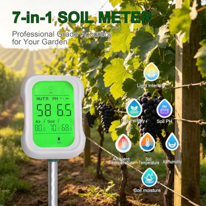 7-in-1 Soil Tester Digital Plant pH Moisture Light Meter
