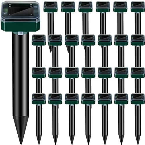 28 Pcs Solar Mole Repellent Ultrasonic Outdoor Deterrent Spikes,Square - color: Square