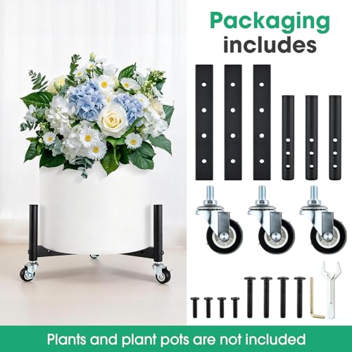 Adjustable Plant Caddy Heavy Duty Rolling Plant Stand with Wheels